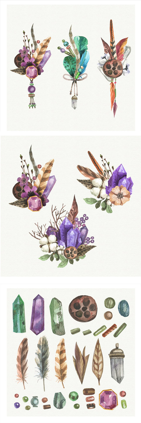 watercolor boho set - free_watercolor_boho_set
