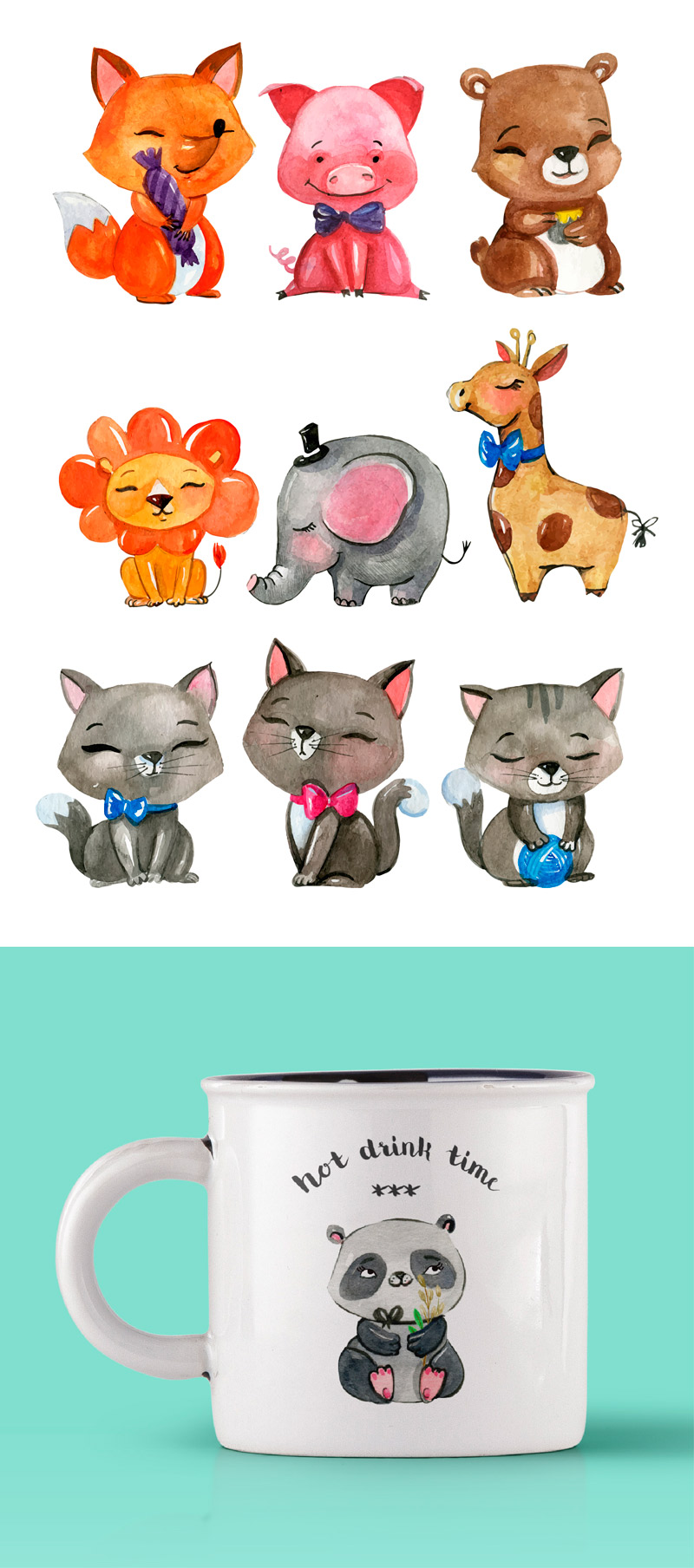 free watercolor animalitos - animals-in-waterwatercolor-preview-01