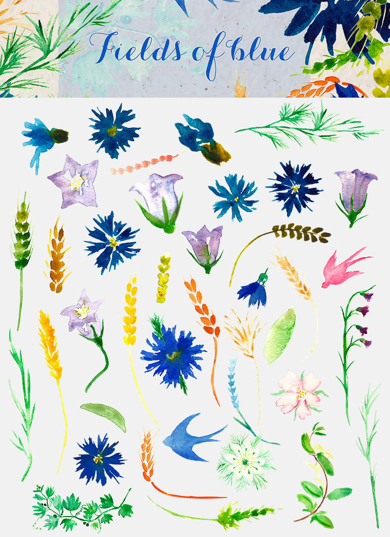 spring watercolor elements - 590 watercolor elements - Spring-Bundle-Preview-10