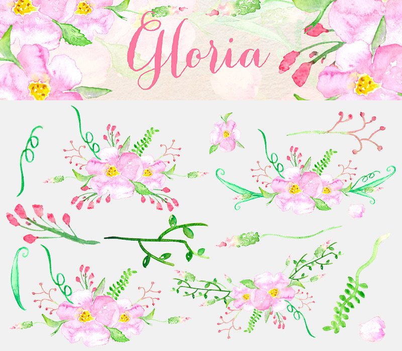 spring watercolor elements - 590 watercolor elements - Spring-Bundle-Preview-11