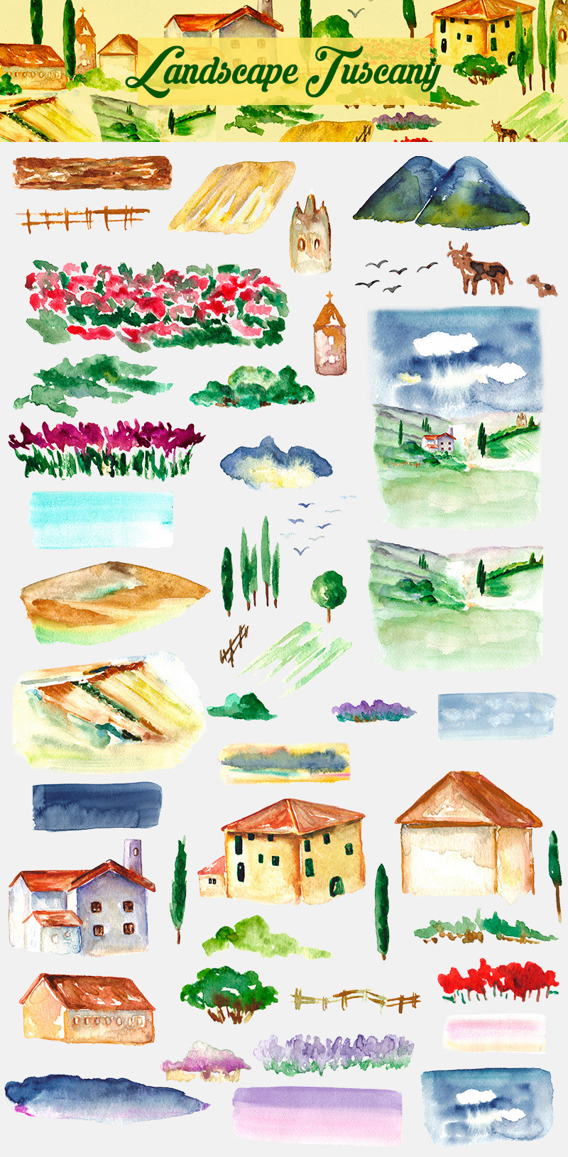spring watercolor elements - 590 watercolor elements - Spring-Bundle-Preview-13