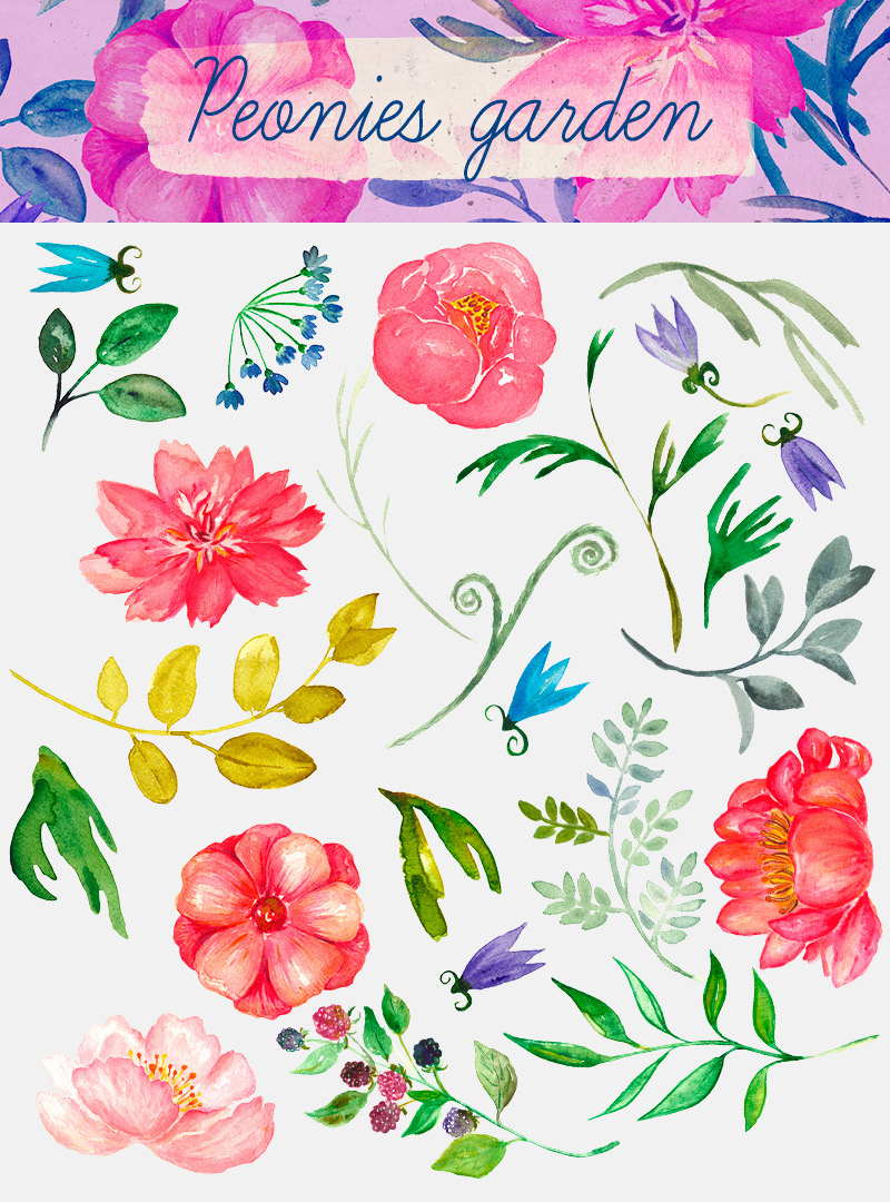 spring watercolor elements - 590 watercolor elements - Spring-Bundle-Preview-20