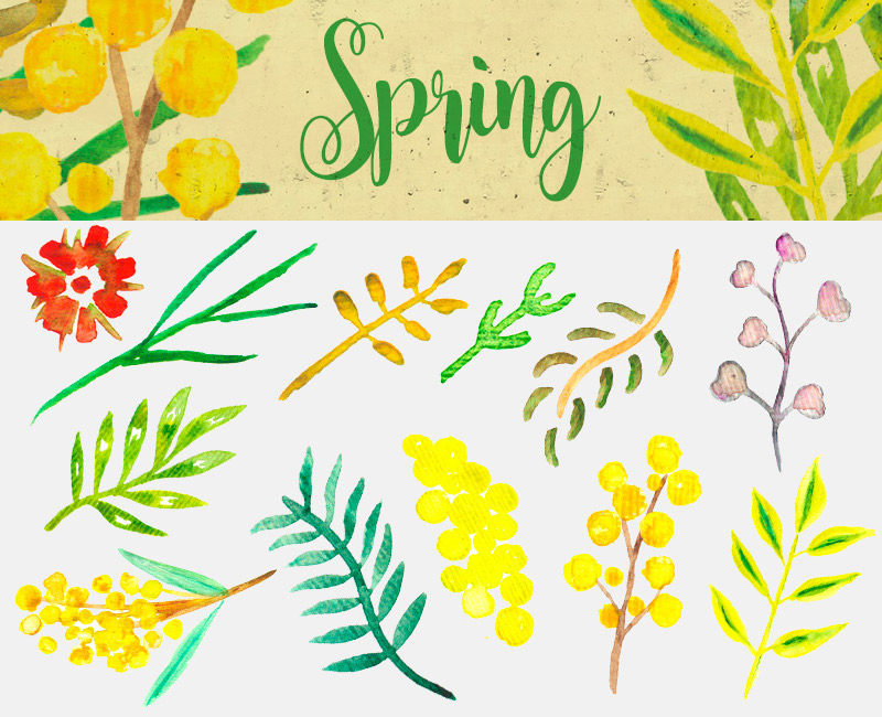 spring watercolor elements - 590 watercolor elements - Spring-Bundle-Preview-25