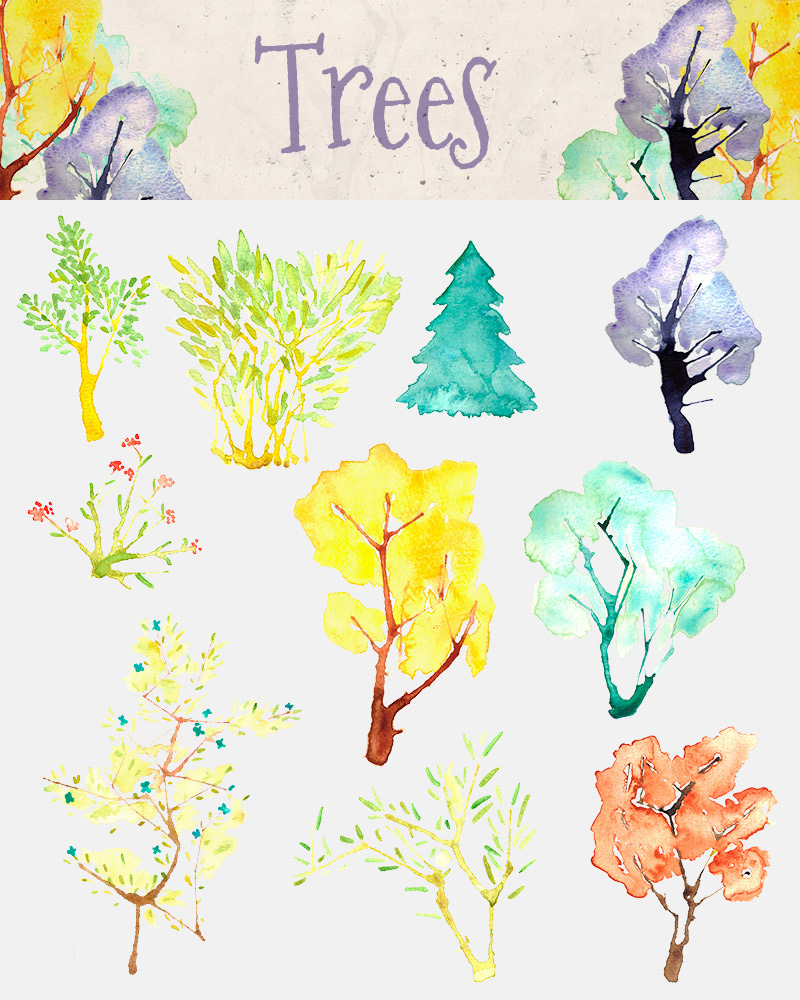 spring watercolor elements - 590 watercolor elements - Spring-Bundle-Preview-30