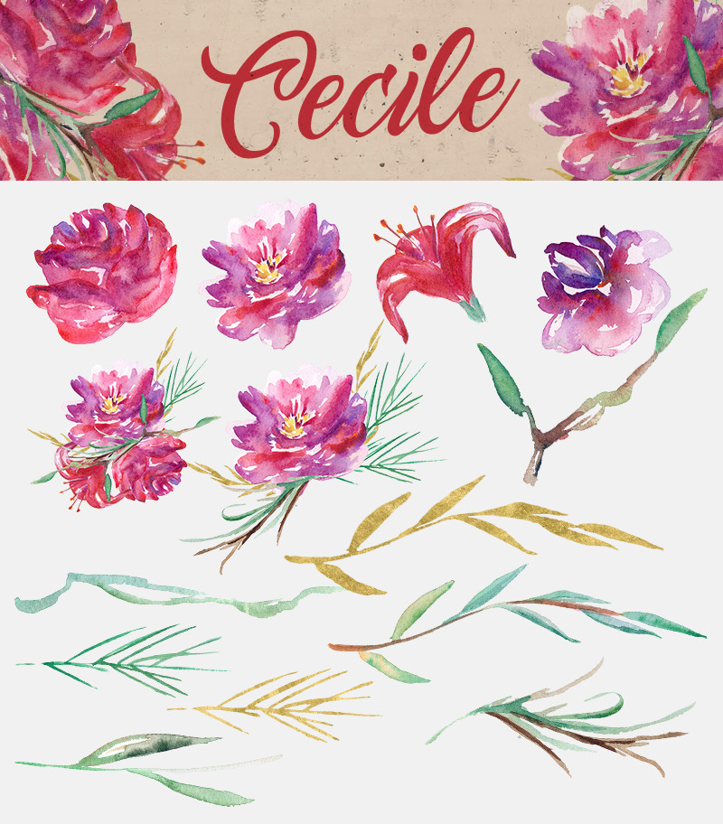 spring watercolor elements - 590 watercolor elements - Spring-Bundle-Preview-33
