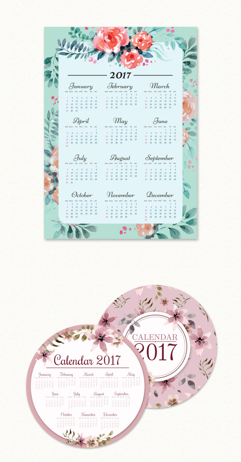 free watercolor calendar - Watercolor-Calendar-Collection-Preview-01
