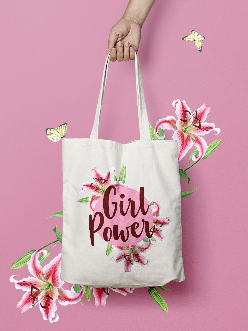 free watercolor lilies - Canvas-Tote-Bag-MockUp