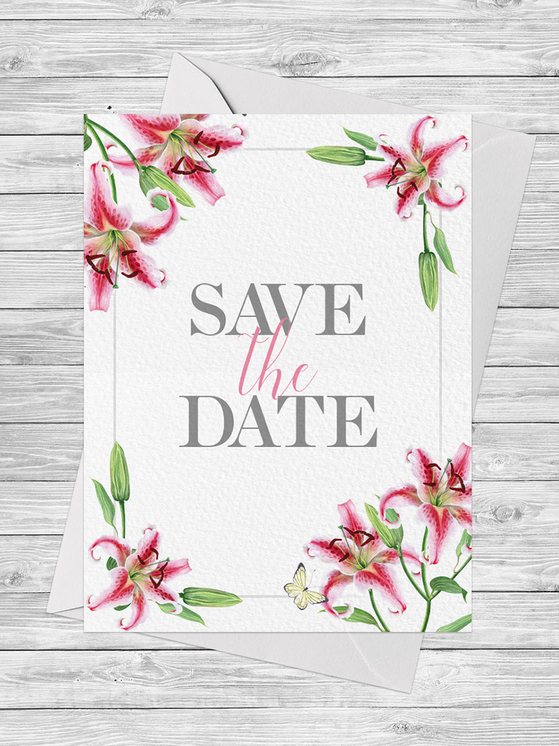 free watercolor lilies - Save-the-date-Mockup
