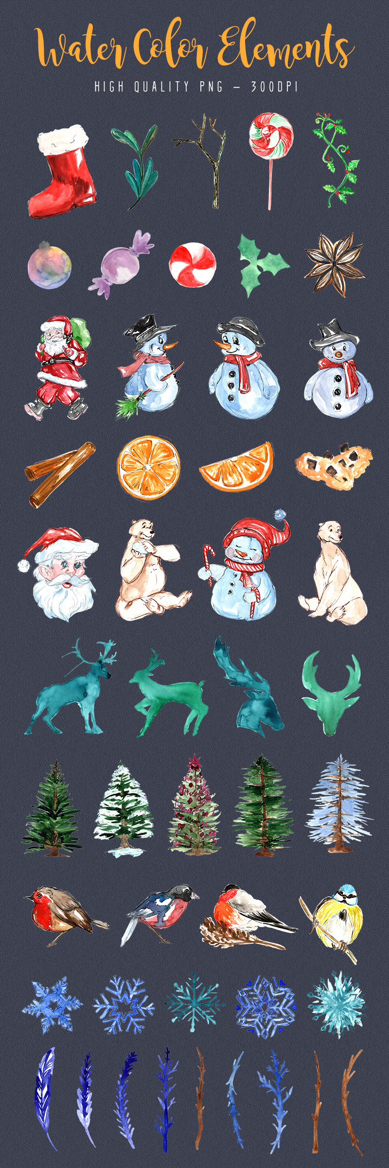 santa's bundle christmas watercolor - christmas watercolor design bundle - santas-bundle-preview-02