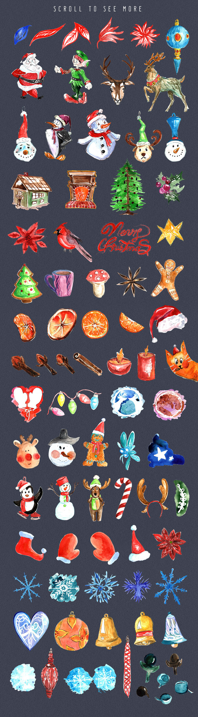 santa's bundle christmas watercolor - christmas watercolor design bundle - santas-bundle-preview-04