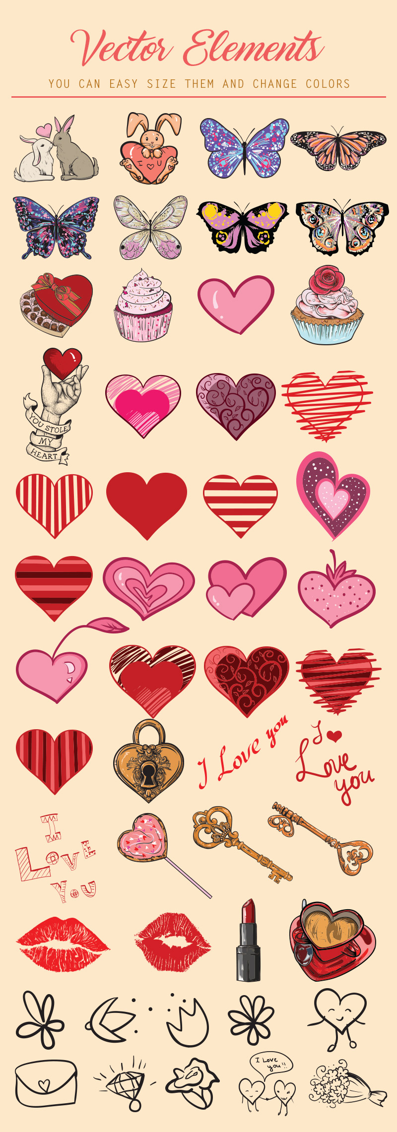 valentine's day design bundle - Valentines-Day-Preview-Elements-11