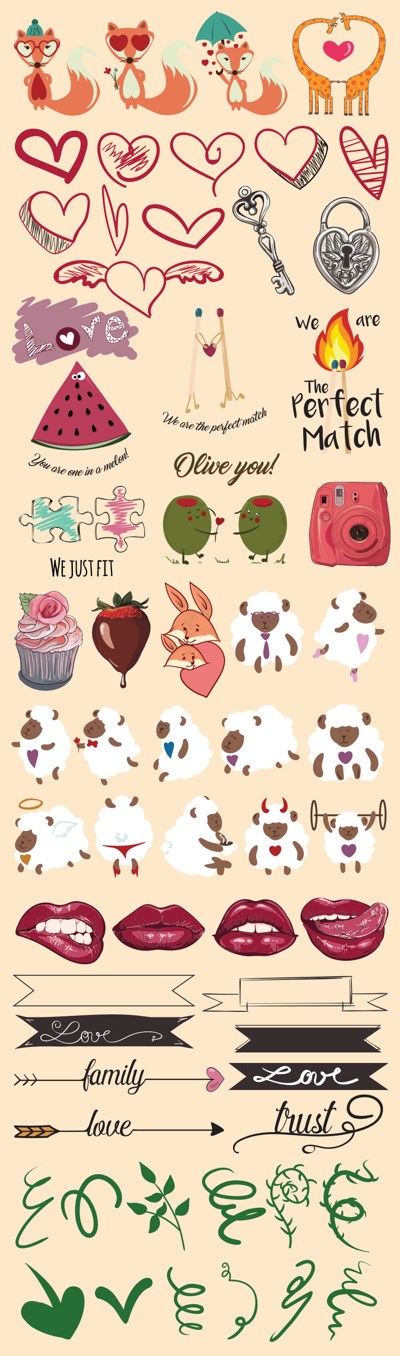 valentine's day design bundle - Valentines-Day-Preview-Elements-13