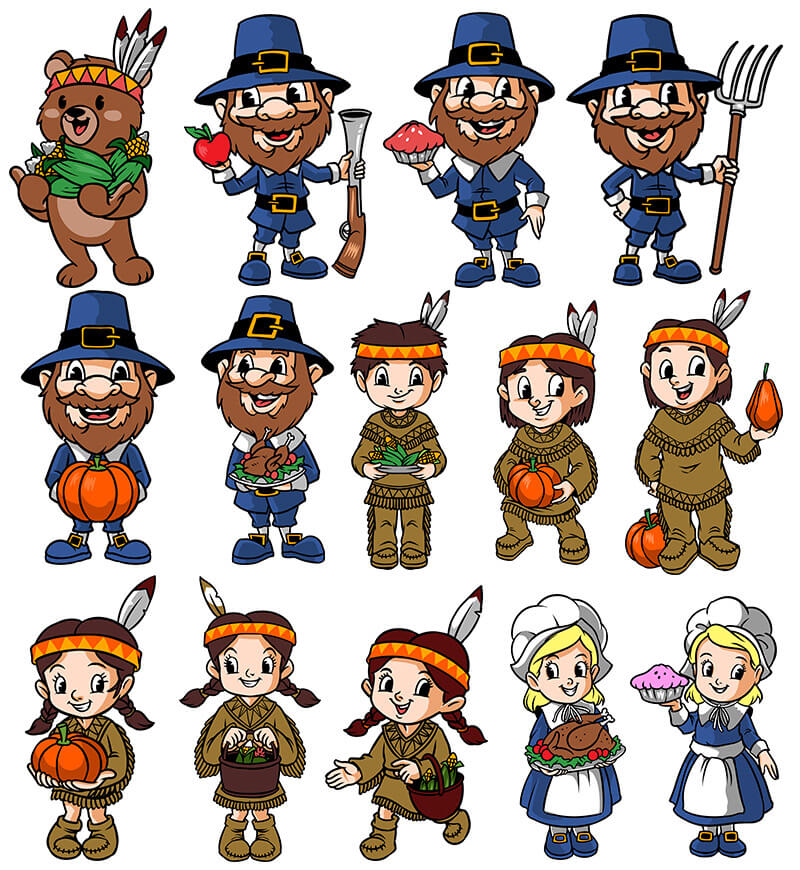 thanksgiving design bundle - Characters-Preview-01