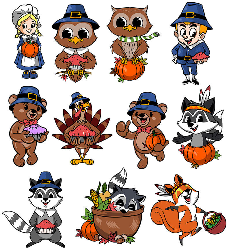 thanksgiving design bundle - Characters-Preview-02