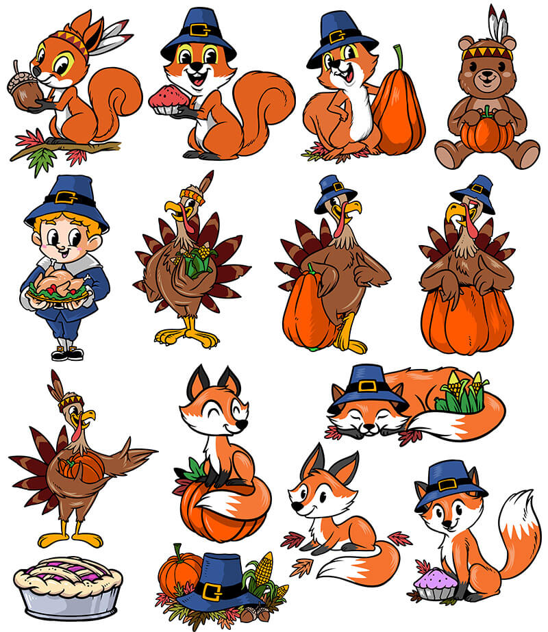 thanksgiving design bundle - Characters-Preview-03
