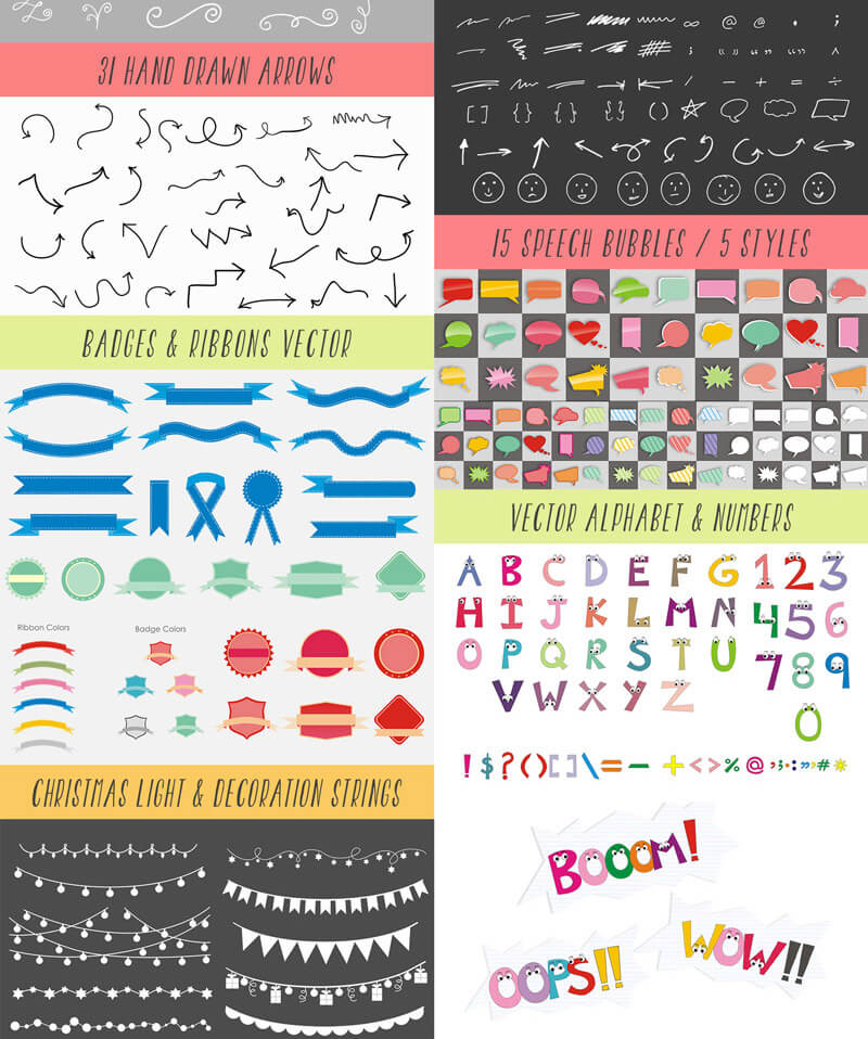 vector design elements bundle - 345 Design Elements Preview 04