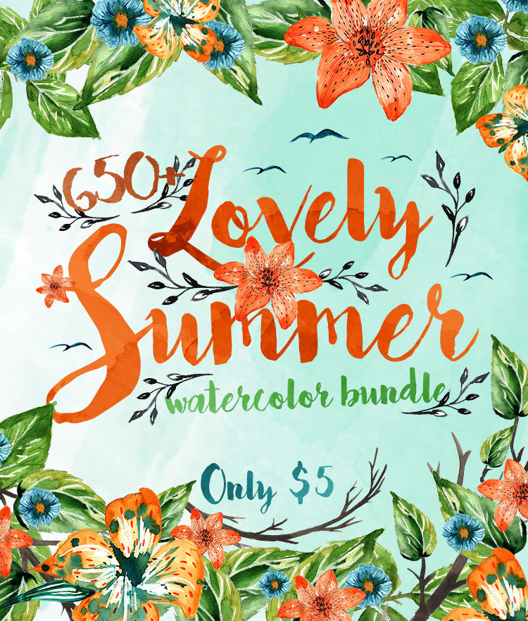 650+ Lovely Summer Watercolor Bundle