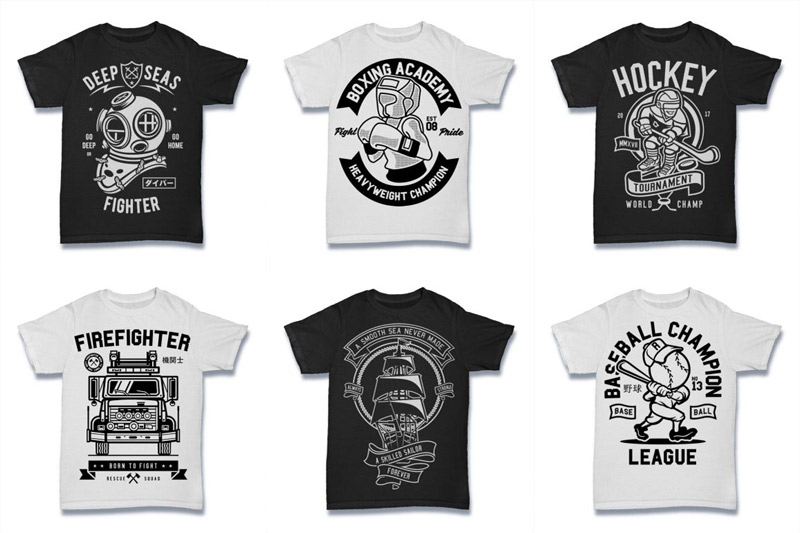 black and white t-shirt designs - Black and White 100 Tshirt Designs Bundle Preview 14