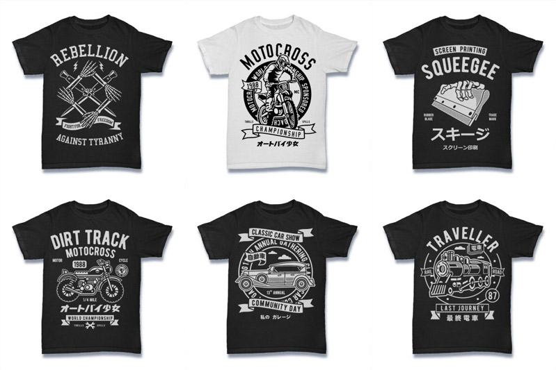 black and white t-shirt designs - Black and White 100 Tshirt Designs Bundle Preview 16
