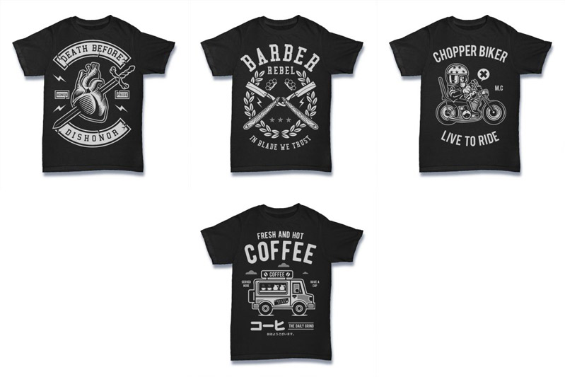 black and white t-shirt designs - Black and White 100 Tshirt Designs Bundle Preview 17