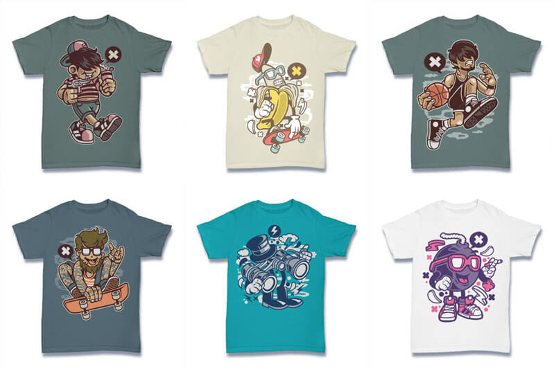 cartoon vector t-shirt designs cartoon - Cartoon Vector Part 2 T shirt Designs Preview 02