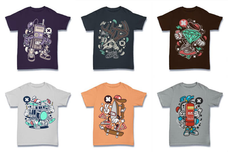 cartoon vector t-shirt designs cartoon - Cartoon Vector Part 2 T shirt Designs Preview 05