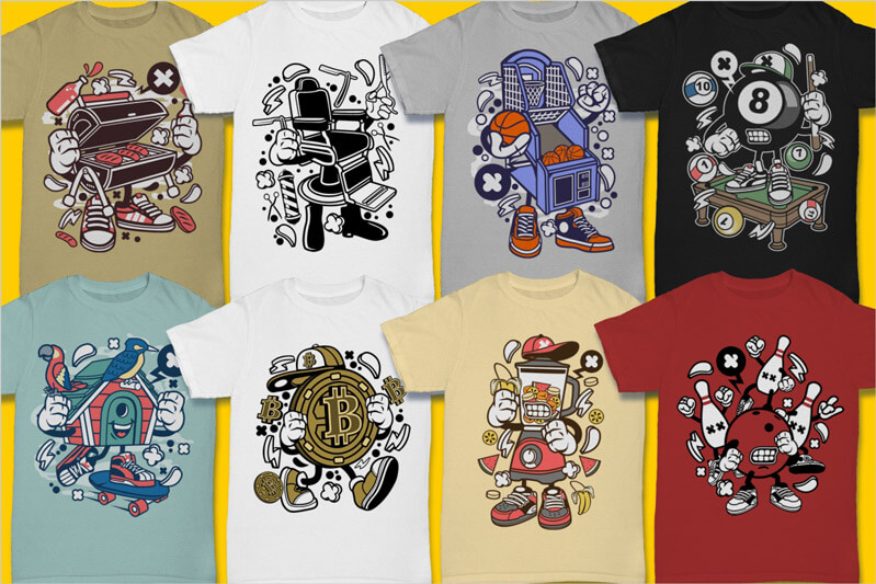 cartoon vector t-shirt designs cartoon - Cartoon Vector Part 3 T-shirt Designs Preview 03
