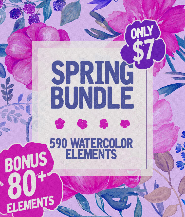 Spring Bundle 590 Watercolor-Elements Cover