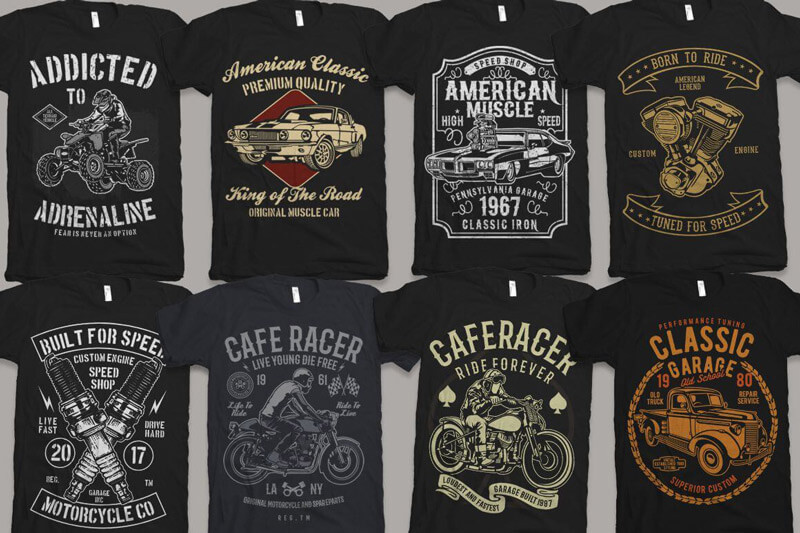 vintage car biker designs - Nadra's Mega Bundle Preview 01