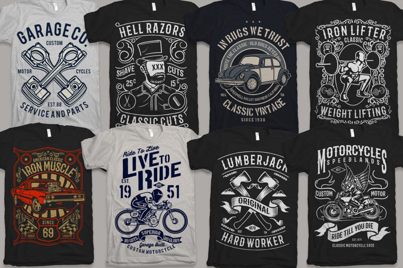 vintage car biker designs - Nadra's Mega Bundle Preview 03