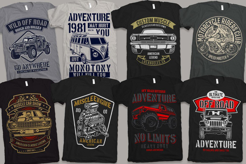 vintage car biker designs - Nadra's Mega Bundle Preview 04