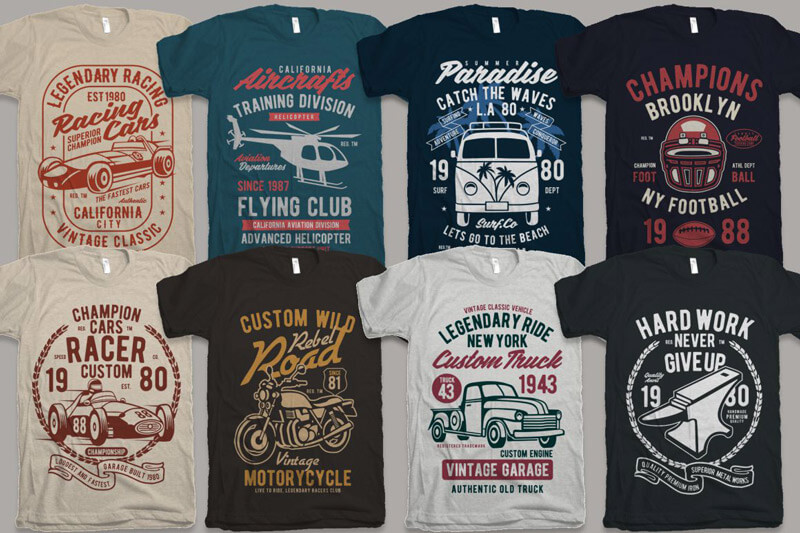 vintage car biker designs - Nadra's Mega Bundle Preview 18