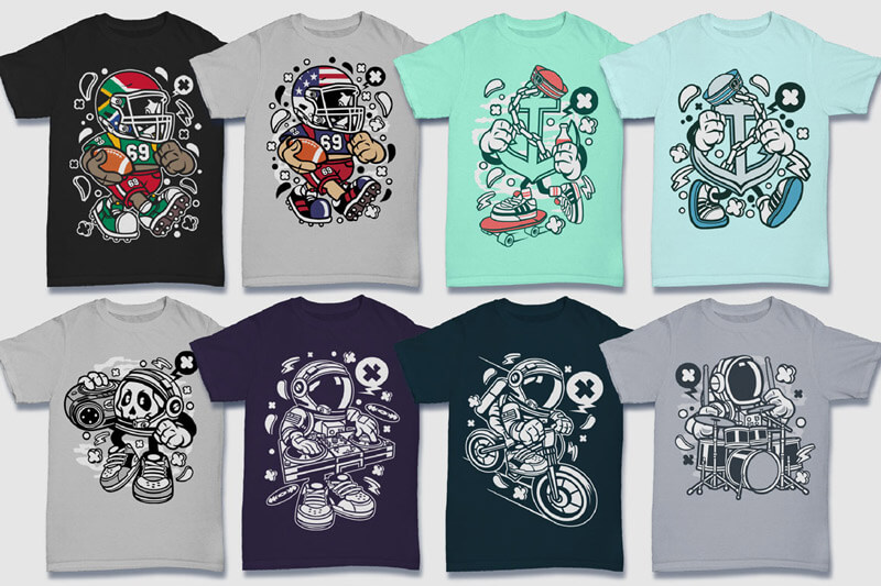 cartoon t-shirt graphics bundle - 152-Tshirt-Designs-Cartoon-Bundle-Part-4-Preview-01