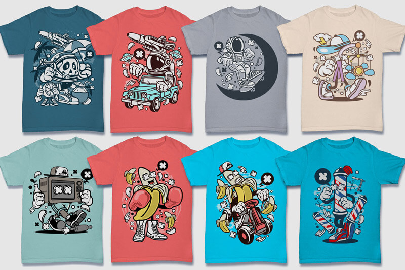 cartoon t-shirt graphics bundle - 152-Tshirt-Designs-Cartoon-Bundle-Part-4-Preview-02