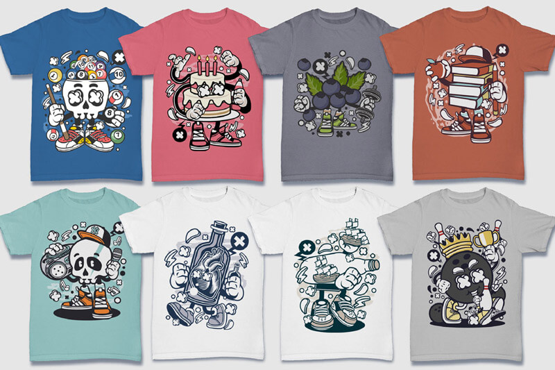 cartoon t-shirt graphics bundle - 152-Tshirt-Designs-Cartoon-Bundle-Part-4-Preview-04