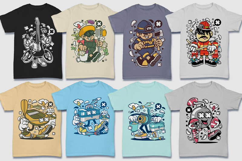cartoon t-shirt graphics bundle - 152-Tshirt-Designs-Cartoon-Bundle-Part-4-Preview-14