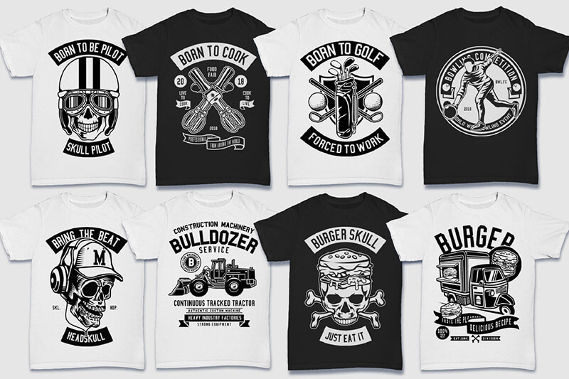 200 t-shirt designs bw - 200 Tshirt Designs BW Bundle Preview 04
