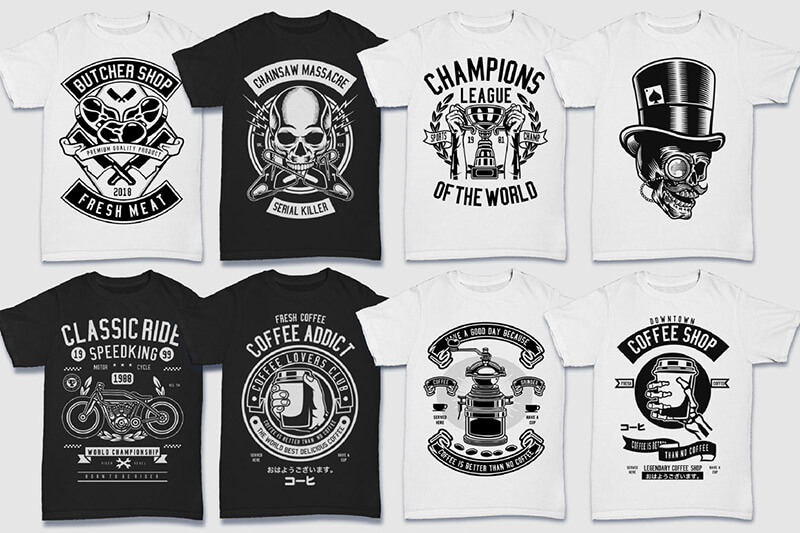 200 t-shirt designs bw - 200 Tshirt Designs BW Bundle Preview 05