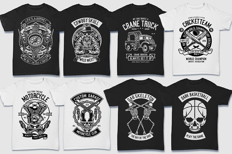 200 t-shirt designs bw - 200 Tshirt Designs BW Bundle Preview 06