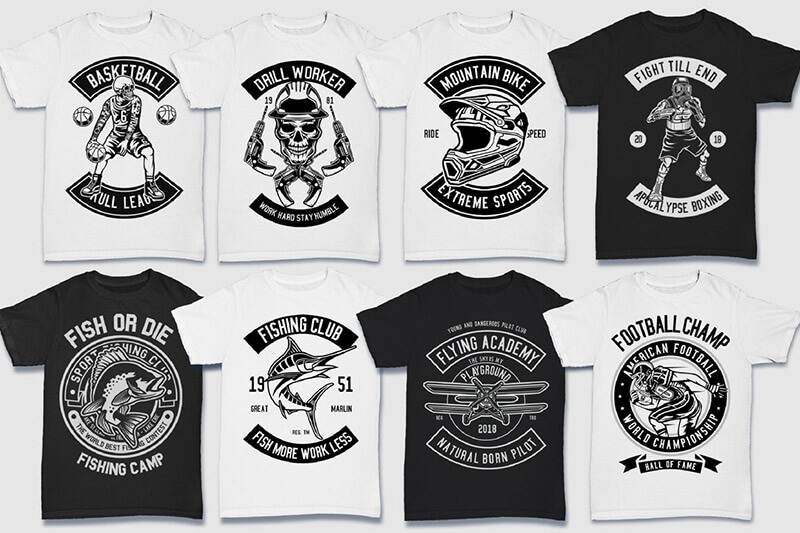 200 t-shirt designs bw - 200 Tshirt Designs BW Bundle Preview 08