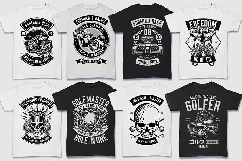 200 t-shirt designs bw - 200 Tshirt Designs BW Bundle Preview 09