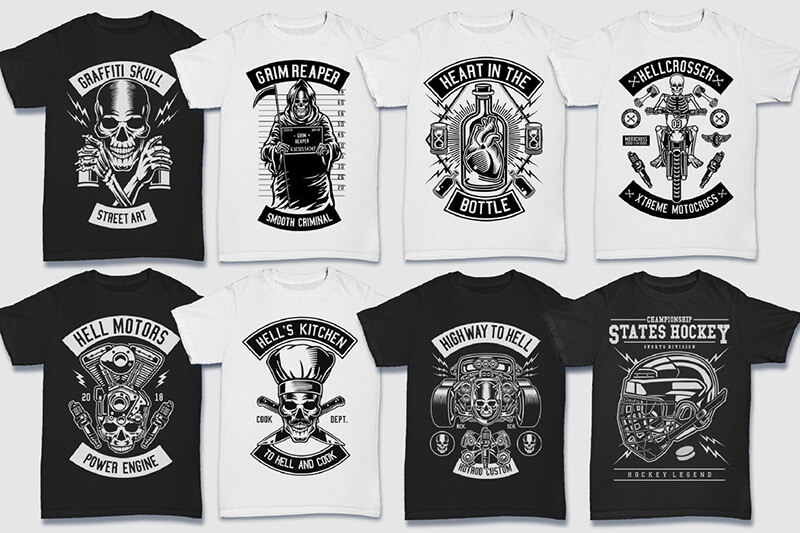 200 t-shirt designs bw - 200 Tshirt Designs BW Bundle Preview 10
