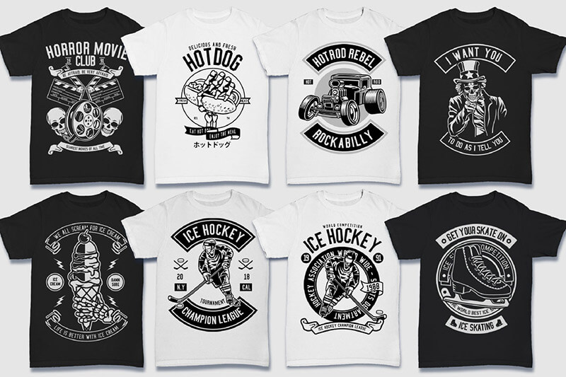 200 t-shirt designs bw - 200 Tshirt Designs BW Bundle Preview 11