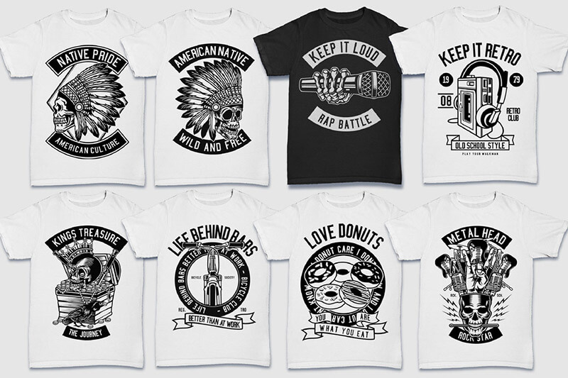200 t-shirt designs bw - 200 Tshirt Designs BW Bundle Preview 12