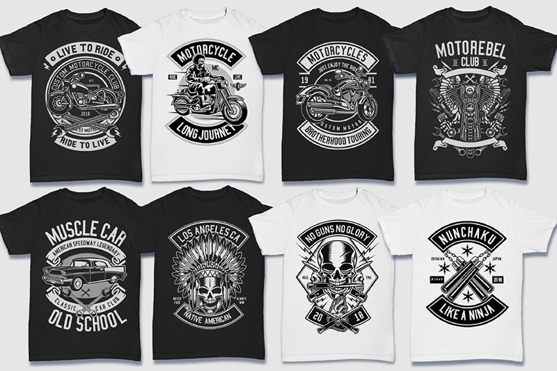 200 t-shirt designs bw - 200 Tshirt Designs BW Bundle Preview 14
