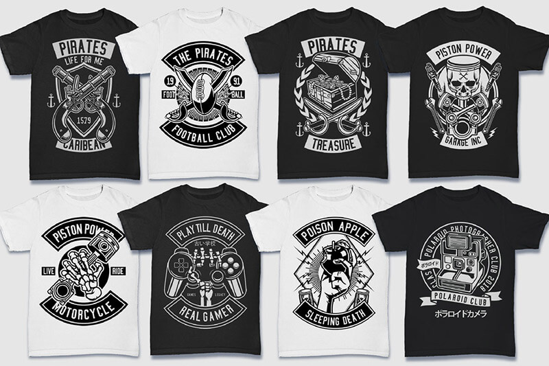 200 t-shirt designs bw - 200 Tshirt Designs BW Bundle Preview 16