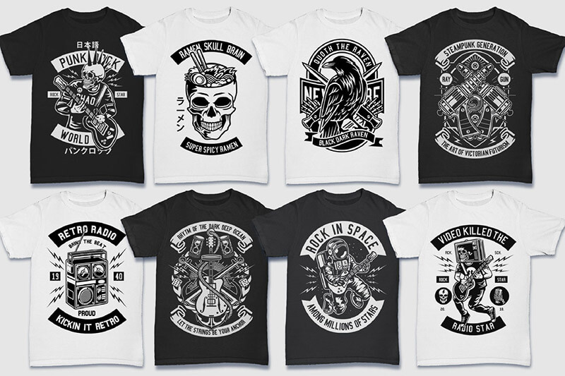 200 t-shirt designs bw - 200 Tshirt Designs BW Bundle Preview 17