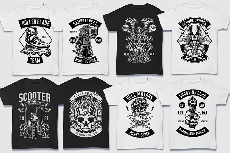 200 t-shirt designs bw - 200 Tshirt Designs BW Bundle Preview 18