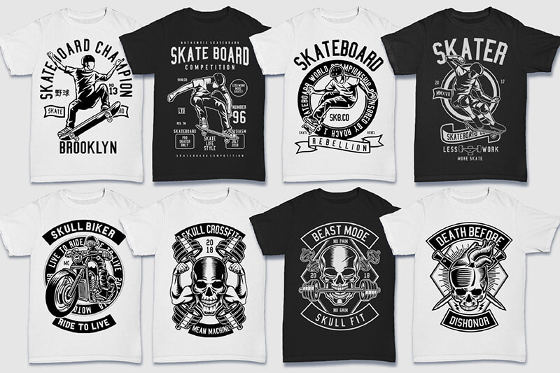 200 t-shirt designs bw - 200 Tshirt Designs BW Bundle Preview 19