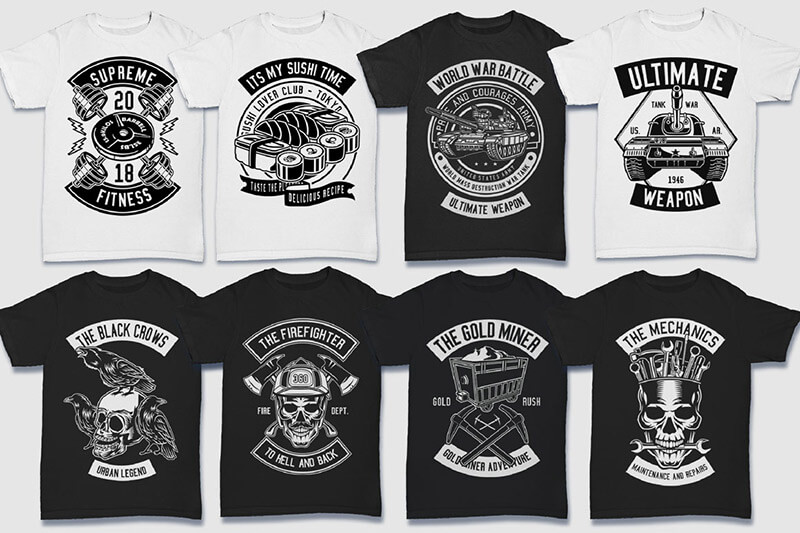 200 t-shirt designs bw - 200 Tshirt Designs BW Bundle Preview 22